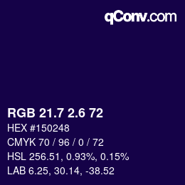 カラーコード: RGB 21.7 2.6 72 | qconv.com