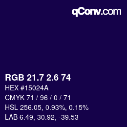 カラーコード: RGB 21.7 2.6 74 | qconv.com