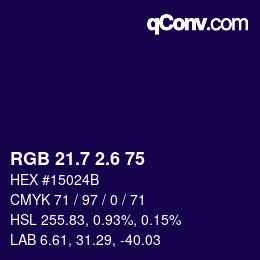 カラーコード: RGB 21.7 2.6 75 | qconv.com