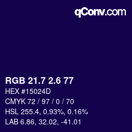 カラーコード: RGB 21.7 2.6 77 | qconv.com
