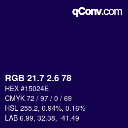 カラーコード: RGB 21.7 2.6 78 | qconv.com