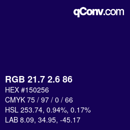 カラーコード: RGB 21.7 2.6 86 | qconv.com