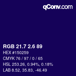 カラーコード: RGB 21.7 2.6 89 | qconv.com