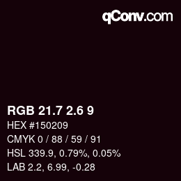 カラーコード: RGB 21.7 2.6 9 | qconv.com