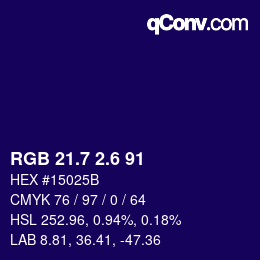 カラーコード: RGB 21.7 2.6 91 | qconv.com