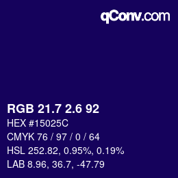 カラーコード: RGB 21.7 2.6 92 | qconv.com