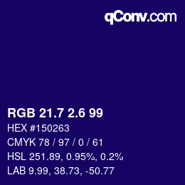 カラーコード: RGB 21.7 2.6 99 | qconv.com