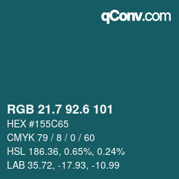 カラーコード: RGB 21.7 92.6 101 | qconv.com