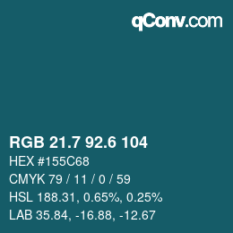カラーコード: RGB 21.7 92.6 104 | qconv.com