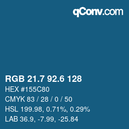 カラーコード: RGB 21.7 92.6 128 | qconv.com