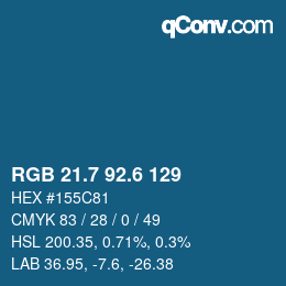 カラーコード: RGB 21.7 92.6 129 | qconv.com
