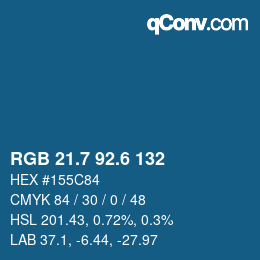カラーコード: RGB 21.7 92.6 132 | qconv.com