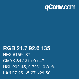 カラーコード: RGB 21.7 92.6 135 | qconv.com