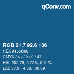 カラーコード: RGB 21.7 92.6 136 | qconv.com