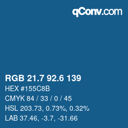 カラーコード: RGB 21.7 92.6 139 | qconv.com