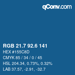 カラーコード: RGB 21.7 92.6 141 | qconv.com