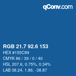 カラーコード: RGB 21.7 92.6 153 | qconv.com