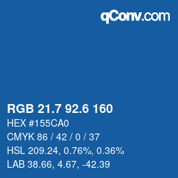 カラーコード: RGB 21.7 92.6 160 | qconv.com