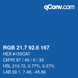 カラーコード: RGB 21.7 92.6 167 | qconv.com
