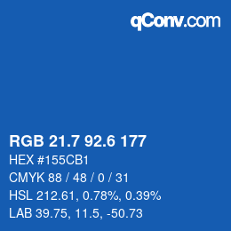 カラーコード: RGB 21.7 92.6 177 | qconv.com