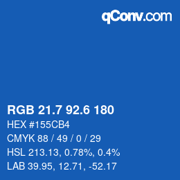 カラーコード: RGB 21.7 92.6 180 | qconv.com