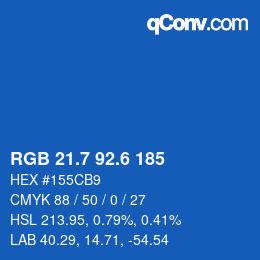 カラーコード: RGB 21.7 92.6 185 | qconv.com