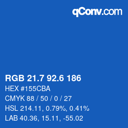 カラーコード: RGB 21.7 92.6 186 | qconv.com