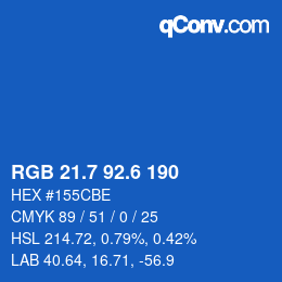 カラーコード: RGB 21.7 92.6 190 | qconv.com