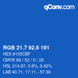カラーコード: RGB 21.7 92.6 191 | qconv.com