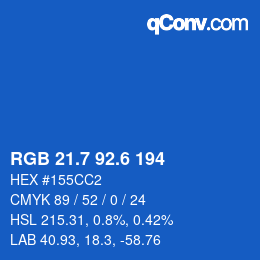 カラーコード: RGB 21.7 92.6 194 | qconv.com