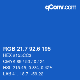 カラーコード: RGB 21.7 92.6 195 | qconv.com