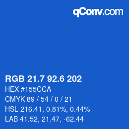 カラーコード: RGB 21.7 92.6 202 | qconv.com