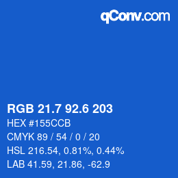 カラーコード: RGB 21.7 92.6 203 | qconv.com