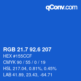 カラーコード: RGB 21.7 92.6 207 | qconv.com