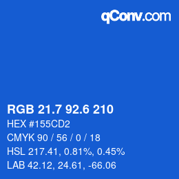 カラーコード: RGB 21.7 92.6 210 | qconv.com