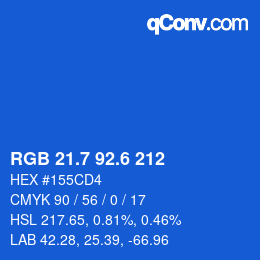 カラーコード: RGB 21.7 92.6 212 | qconv.com