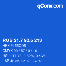 カラーコード: RGB 21.7 92.6 213 | qconv.com