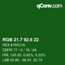カラーコード: RGB 21.7 92.6 22 | qconv.com