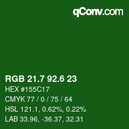 カラーコード: RGB 21.7 92.6 23 | qconv.com