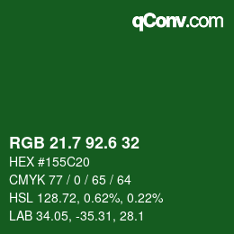 カラーコード: RGB 21.7 92.6 32 | qconv.com