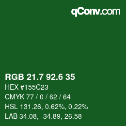 カラーコード: RGB 21.7 92.6 35 | qconv.com