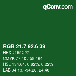 カラーコード: RGB 21.7 92.6 39 | qconv.com