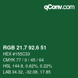 カラーコード: RGB 21.7 92.6 51 | qconv.com