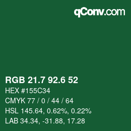 カラーコード: RGB 21.7 92.6 52 | qconv.com