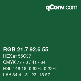 カラーコード: RGB 21.7 92.6 55 | qconv.com