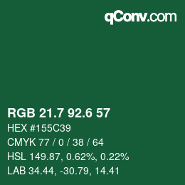 カラーコード: RGB 21.7 92.6 57 | qconv.com