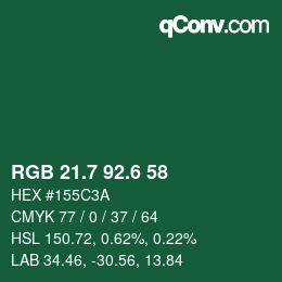 カラーコード: RGB 21.7 92.6 58 | qconv.com