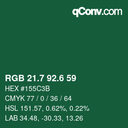 カラーコード: RGB 21.7 92.6 59 | qconv.com