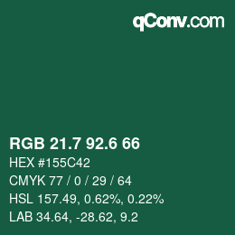 カラーコード: RGB 21.7 92.6 66 | qconv.com