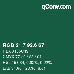 カラーコード: RGB 21.7 92.6 67 | qconv.com